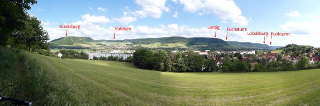 Panoramaansicht auf die Mittlere Horizontale in Jena